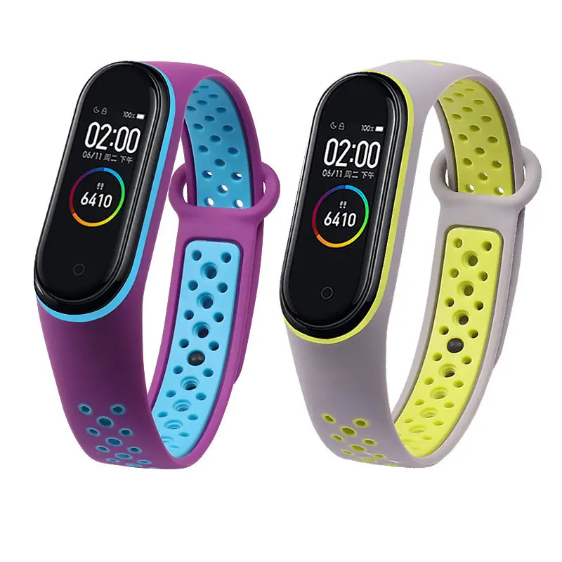 Для mi Band 4 ремешок с силиконовой пряжкой ремешок на запястье для Xiao mi band 3 4 браслет сменный двойной цвет браслет