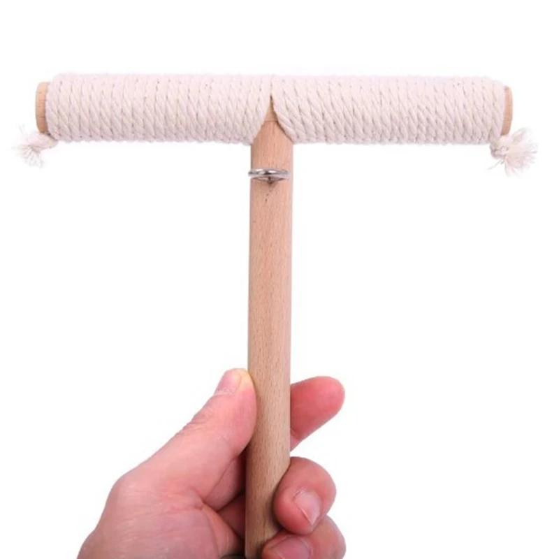 Natural Wood Bird Perch Stand T-shaped Bar Cotton Rope Cage Grinding Toy bird cage perches