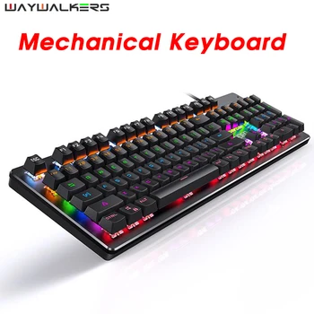 

Gaming Mechanical Keyboard LED Backlight Blue Black switch Gamer keyboards for laptop computer Russian Wired USB Waywalkers