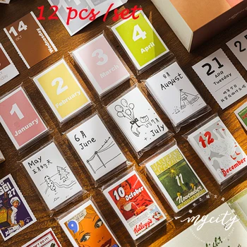 

1SET 2020 Mini Calendar Annual Schedule Daily Planner Memo Learning Ant Line Stationery Mini Foldable Calendar Table Decor
