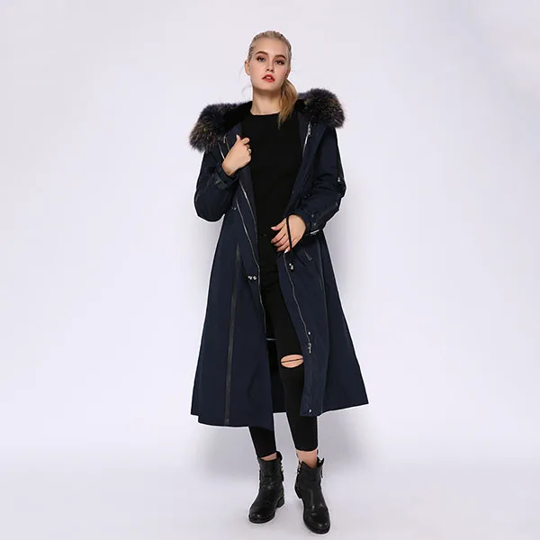 Королевский синий JEPLUDA женская парка с мехом на капюшоном отделка лисица подкладка с кролик съемный пальто женское зимнее парка натуральный мех - Цвет: Королевский синий