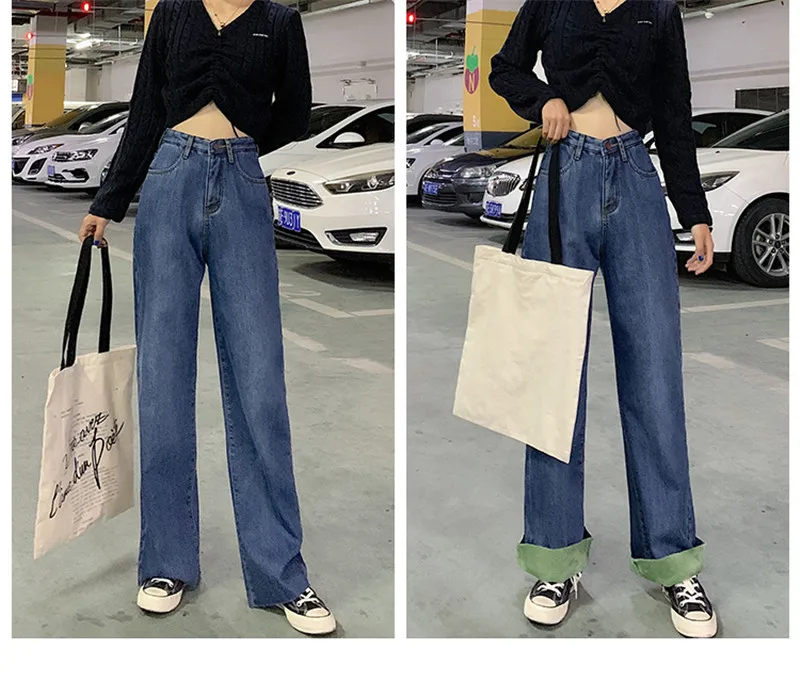 Winter Fleece Wide Leg Pants Women Warm Thicken Jeans Sexy Solid Jean Pants Fashion Loose Denim Trouser Streetpants P9261