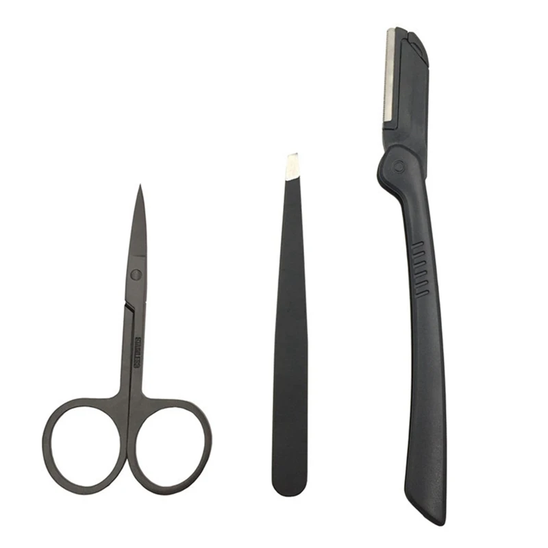 Eyebrow Trimmer 3 шт./компл. бровей Бритва триммер изогнутые Острые Ножницы для макияжа хорошо закрытые бровей пинцет для бровей лица для удаления волос - Цвет: Eyebrow Trimmer