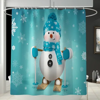 

Christmas Elements Durable Washable Bathroom Curtain Mat Xmas Home Decoration J99Store