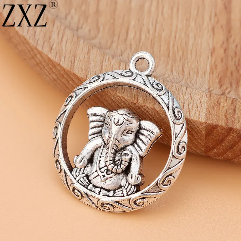 ZXZ 10 шт. Серебряный Тибетский слон Ganesha для изготовления ювелирных изделий 25x25