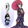 Travel Charms 925 Sterling Silver Japanese Doll in Blue Kimono Dangle Charm Beads fit Pendant Pandora Bracelet Necklace Jewelry ► Photo 2/6