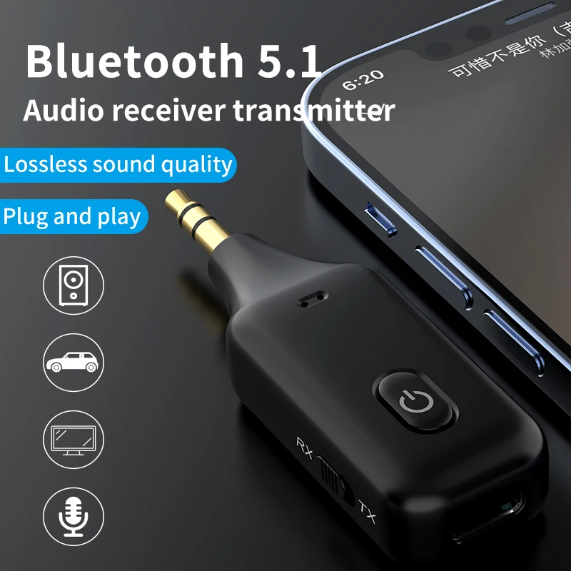 Émetteur récepteur audio sans fil Bluetooth 5.0, batterie 300mAh, prise AUX  3.5mm, musique stéréo, grotte pour TV, voiture, PC, sauna, téléphone -  AliExpress