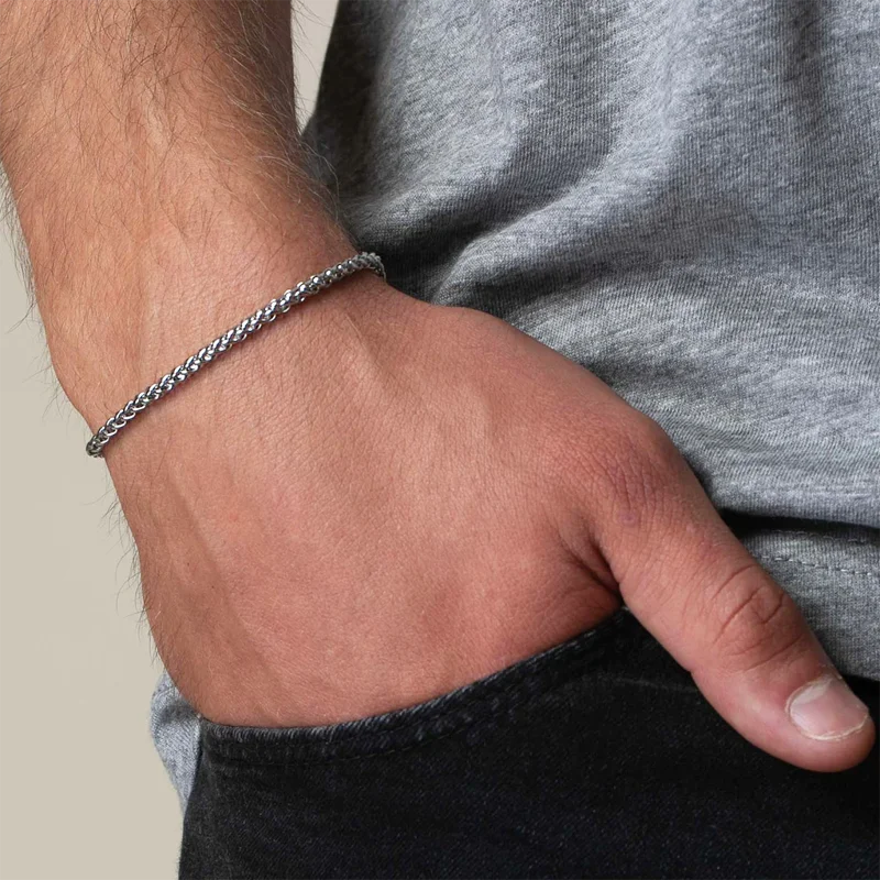 Strand Bead Chain Bracelet Men Handmade Stone Bead Bracelet For Men Jewelry