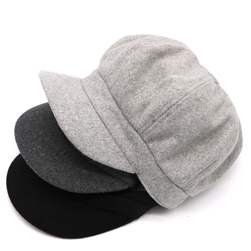 Женская зимняя шапка, модная повседневная берет, шляпа Gorras, одноцветная плоская кепка, женские береты в английском стиле, Chapeu Feminino Boina