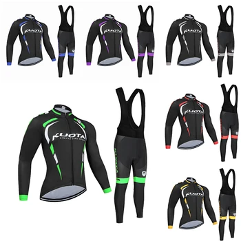 

2020 kuota Orange red Long Sleeve Cycling Jersey bike long bib pants spring Long Bicycle jersey 7 colors Couple cycling clothes