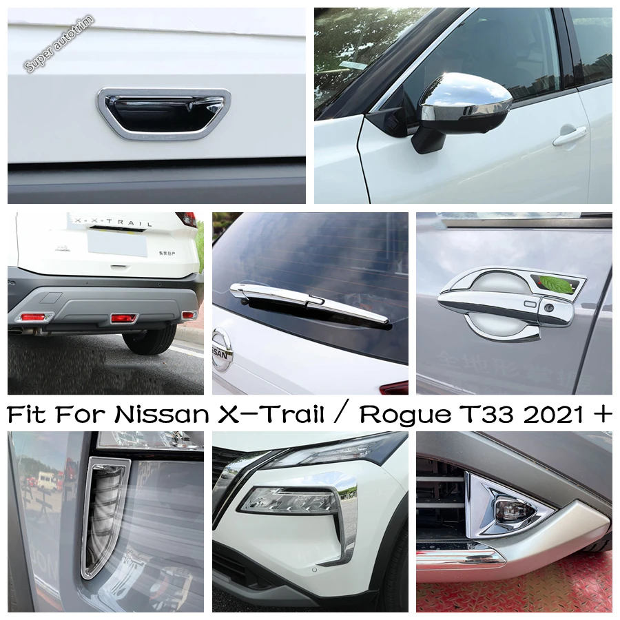 

Chrome Exterior Parts For Nissan X-Trail / Rogue T33 2021 - 2023 Rear Tail Door Bowl / Window Wiper / Rearview Mirror Trim Cover