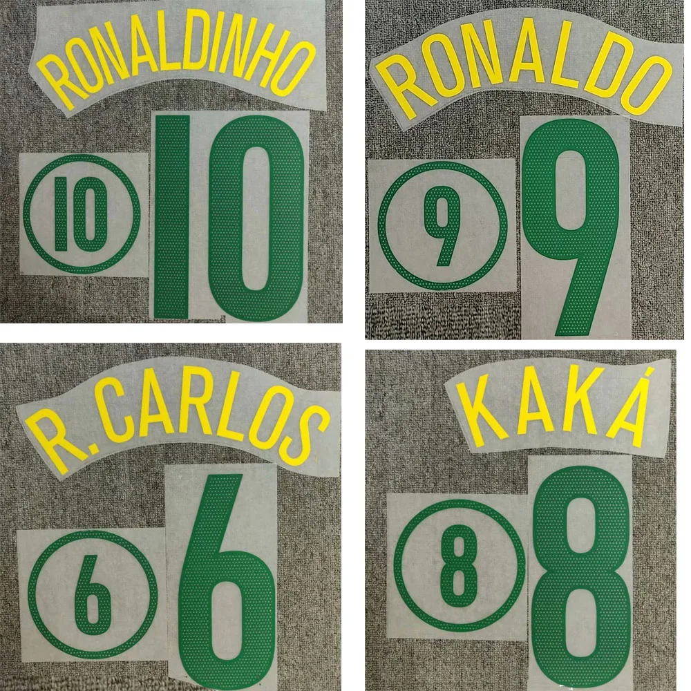 2004 бразильские Nameset #9 Роналдо #10 роналдинхо #6 R. Карлос #8 Kaka печать утюгом на