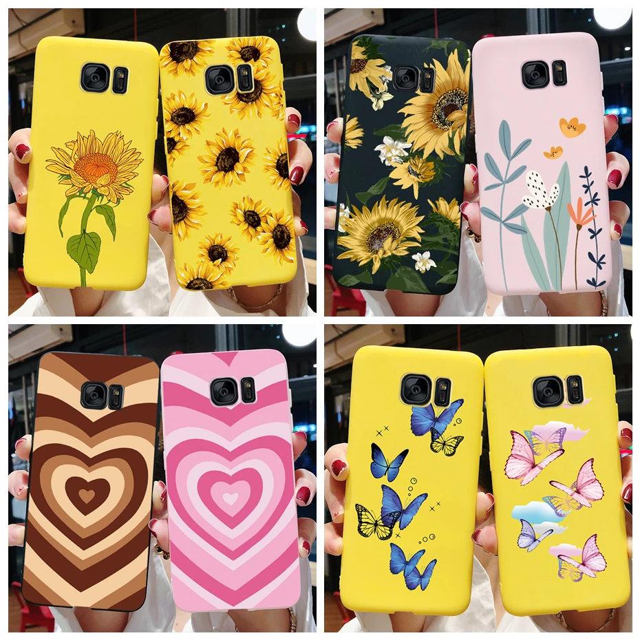 Per Samsung Galaxy S6 S7 Edge Case Cute Love Heart Flower Custodia Morbida In Silicone Tpu Cover Per Samsung S6 S7 S 6 7 Edge Phone Case