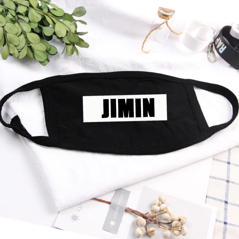 KPOP Jungkook V Jimin Suga J-hope Jin RAP MONSTER Rm хлопковая маска для лица с именем того же лазерного пыли теплая маска для поклонников жилетки Новинка - Цвет: JIMIN