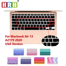 Hrh gradual cor do arco-íris silicone inglês teclado protetor de capa pele para macbook mais novo ar 13 a2179 m1 a2337 2020 liberação