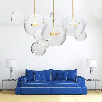 

Modren mouse LED bubbles ball pendant lights glass Lustre luminaria clear hanging light for living room bedroom restaurant