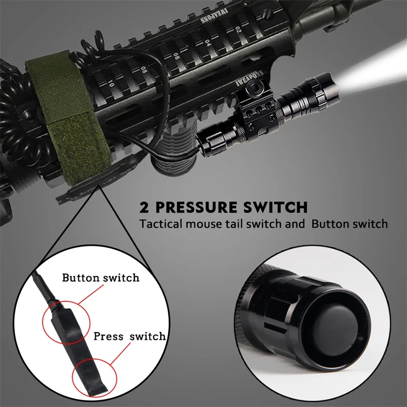 1200 Lumen Flashlight Waterproof Led Pistol light Under Barrel flashlight Airsoft Lamp Picatinny Mount Tactical Hunting Equipmen