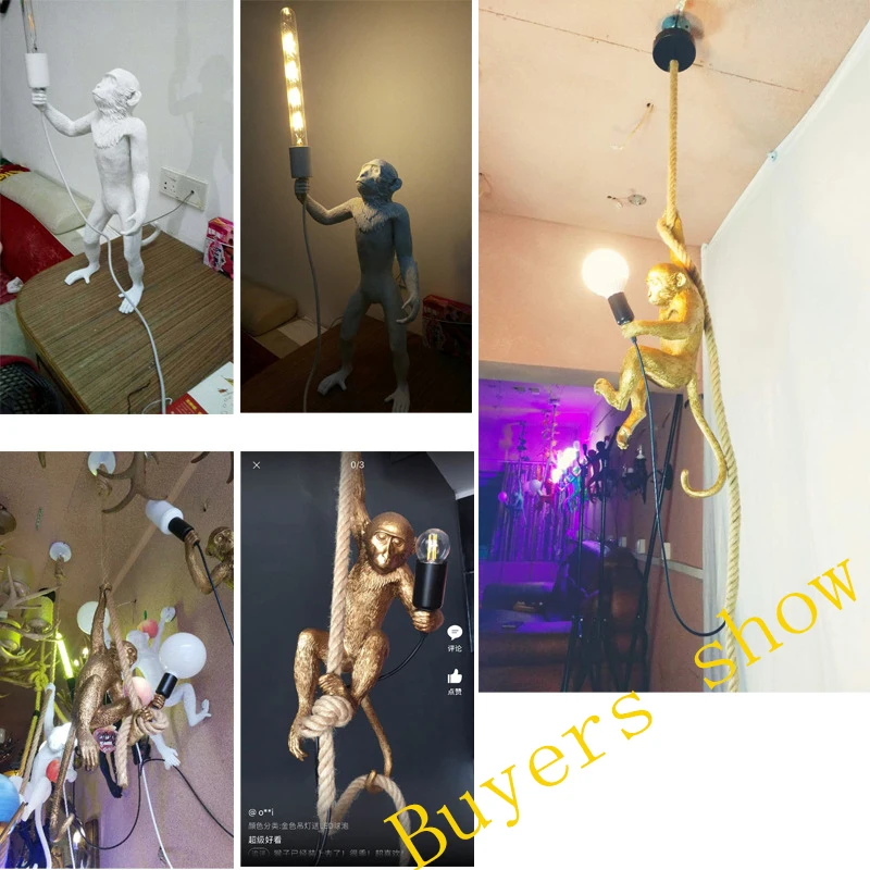 Скандинавские Близнецы Смола лампа в форме обезьяны E27 Led настенный светильник креативный 3D Обезьяна гостиная светодиодный настенный светильник спальня настенный светильник ing