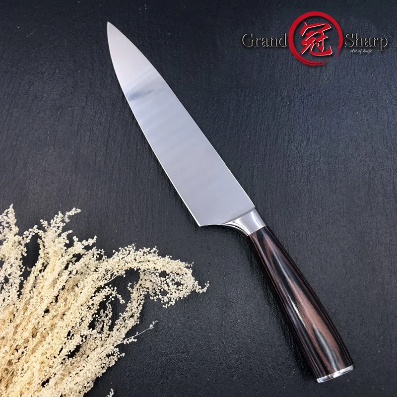 GRANDSHARP профессиональный 8 дюймов нож шеф-повара AUS-8 японский, из нержавеющей стали кухонный нож повара кухонные инструменты Pakka деревянная ручка