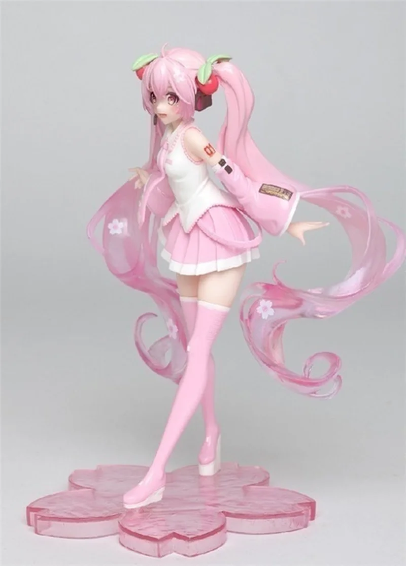 High Quality Anime Hatsune Miku Pink Sakura Miku VerPVC Statue Figure Speelgoed Girls Model Toys 18cm