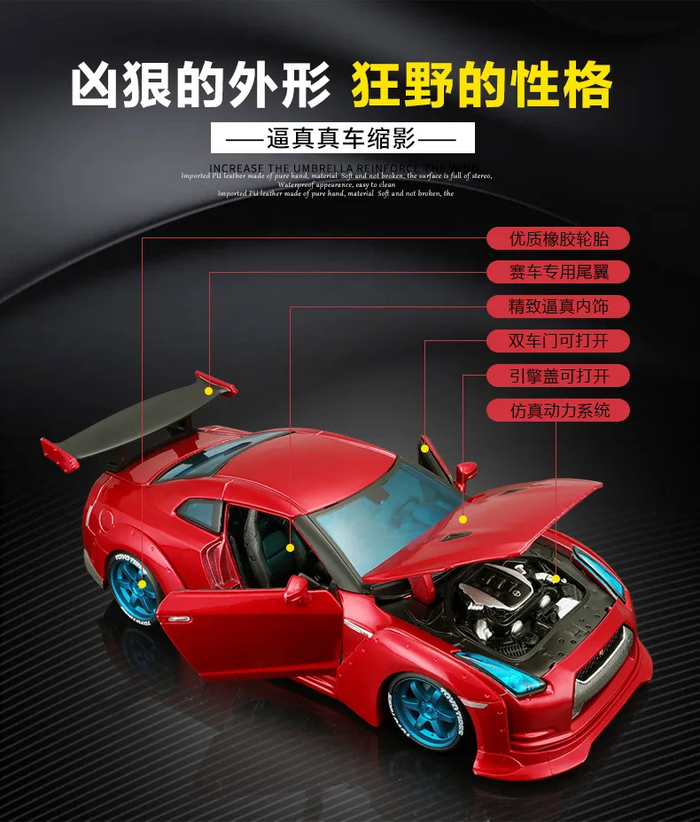 1:24 Высокая Имитация Nissan gtr модифицированная модель спортивного автомобиля R35 Ares уличный автомобиль супер бегущий сплав модель автомобиля для детей Подарки