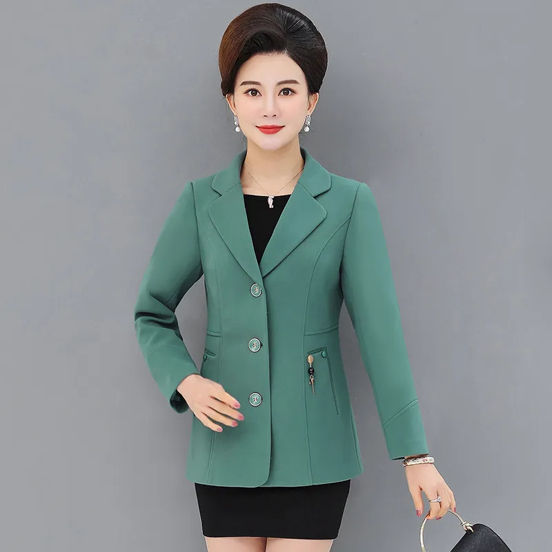 UHYTGF, Женская Весенняя осенняя куртка, однобортная, короткая, 5XL размера плюс, пальто с отворотом, элегантные женские тонкие куртки, chaqueta mujer 575