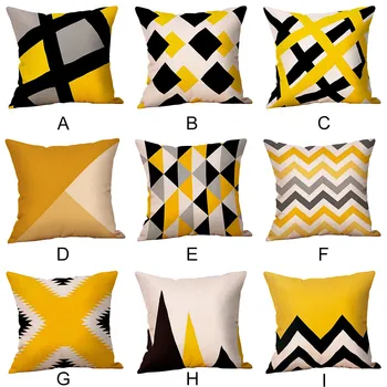 

Mustard Pillow Case Yellow Geometric Fall Autumn Cushion Cover Decorative Housse De Coussin Throw Pillow Cover Kussenhoes