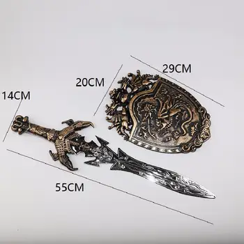 

Halloween simulation plastic knife sword weapon props cosplay dance sword weapon props Warcraft Golden Shield sword two sets