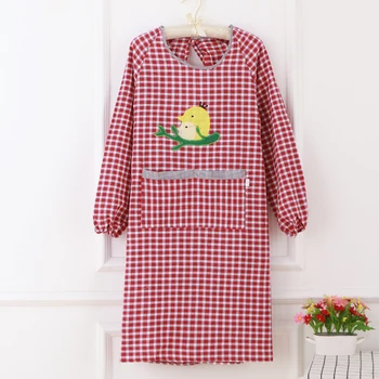 

long sleeve cotton apron kitchen adult overalls waterproof oil-proof men's and women's overalls with sleeves reverse dressing