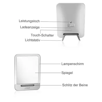 

Portable Energy-saving Rechargeable High Brightness No Radiation Touch Pad LED Cosmetic Mirror for Tabletop Bathroom Travel