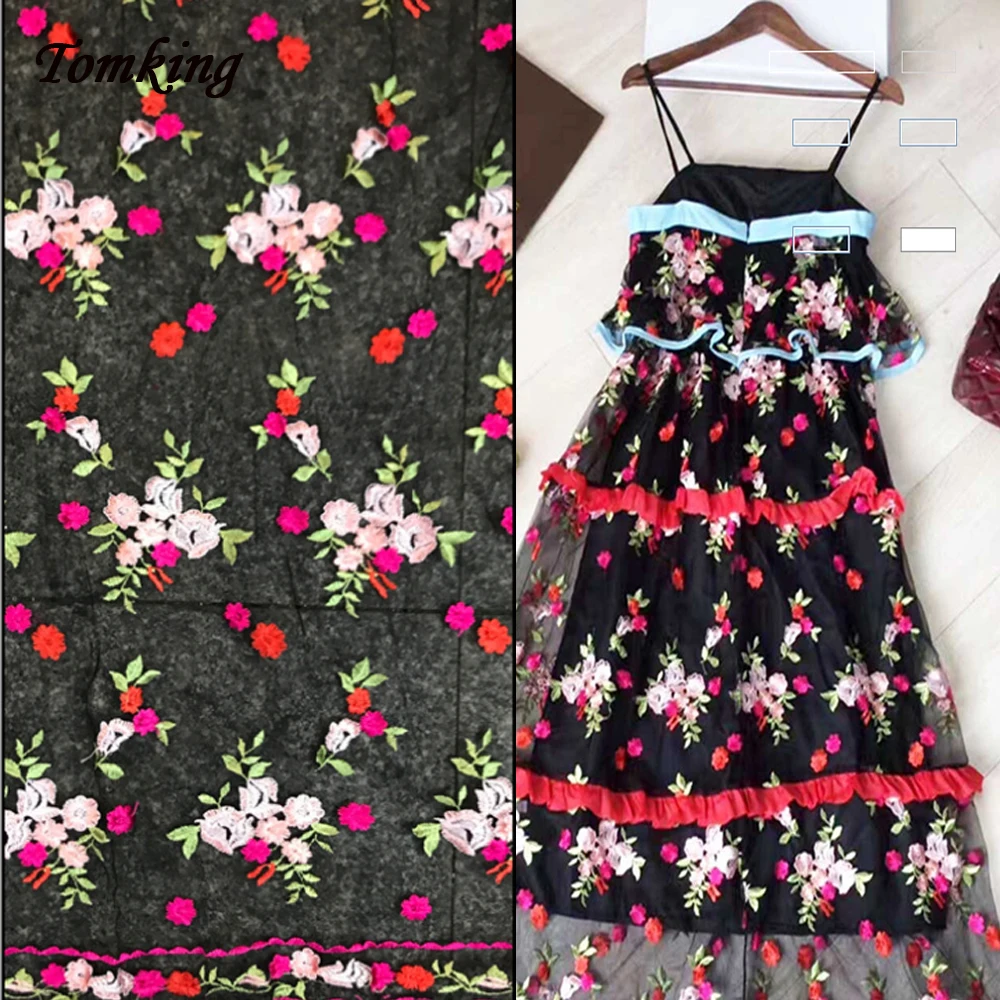 Горячая Тяжелая промышленная ткань вышивка кружевная ткань высокое качество одежды DIY трехмерная вышивка ткань