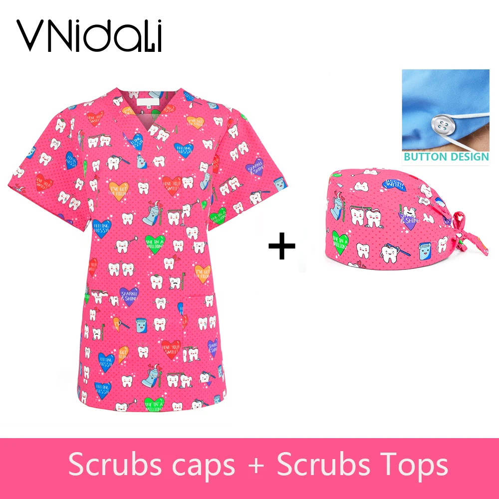Nursing Scrubs Tops Shirt Casual Short Sleeve Dental dentist Scrubs Uniforms pet shop scrubs Tops Health Workers uniform