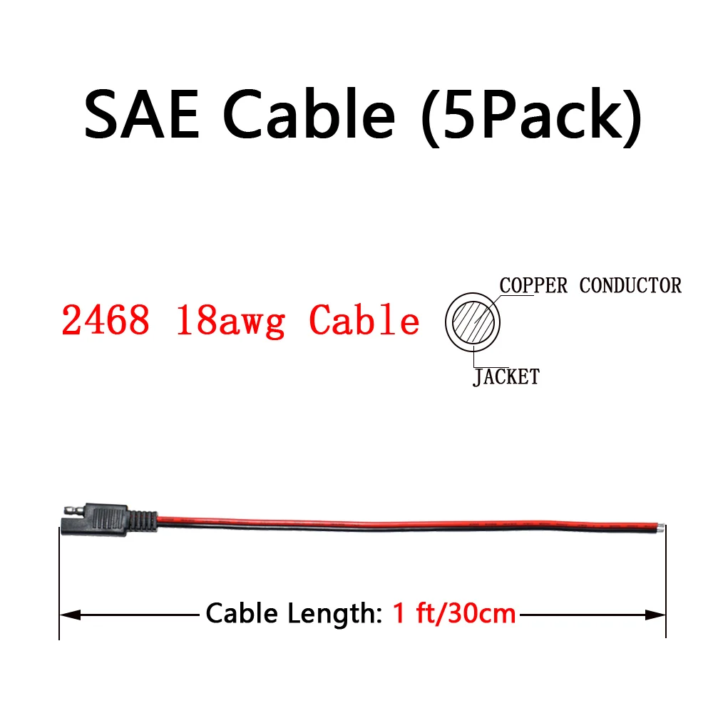 5 шт. SAE Мощность Автомобильный кабель удлинитель для 18AWG 30 см 2 шт/комплект булавки