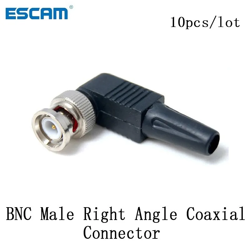 10pcs/lot CCTV RG59 BNC male solderless right angle connector Male Right Angle Coaxial Connector For | Безопасность и защита