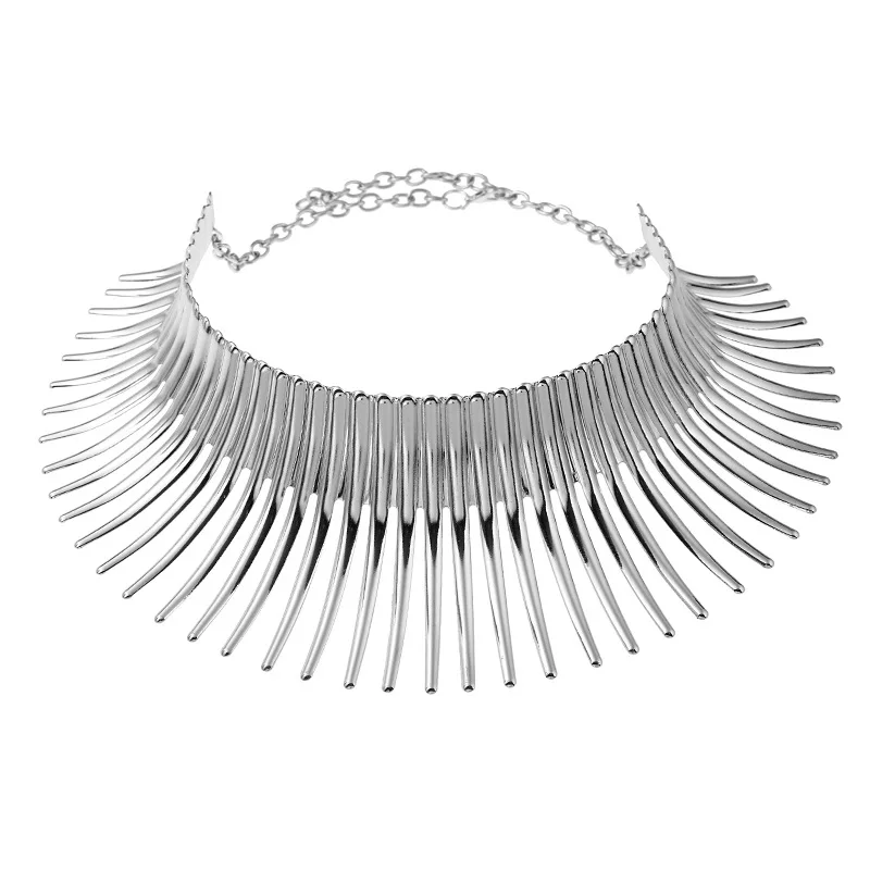 

Europe And America Big Brand Exaggeration Metal Neck Ring Choker Flowering Necklace Women's Short Choker Foreign Trade Cross Bor