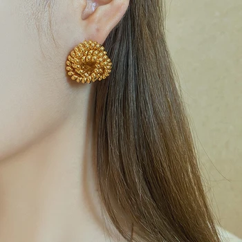 

Timeless Wonder Brass Retro Geo Knot Stud Statement Earrings Women Jewelry Gothic Boho Designer Top Hiphop Ins Trendy Rare 3211