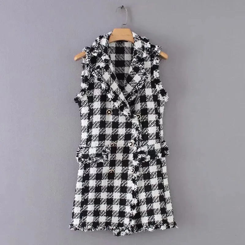 

2018 Autumn Europe And America WOMEN'S Dress New Style Tweed Dress 9059