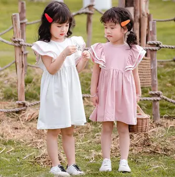 

2020 New Style Girls Ruffles Dress Fashion Cotton Summer Girls Vest Dresses 1-6t PY800