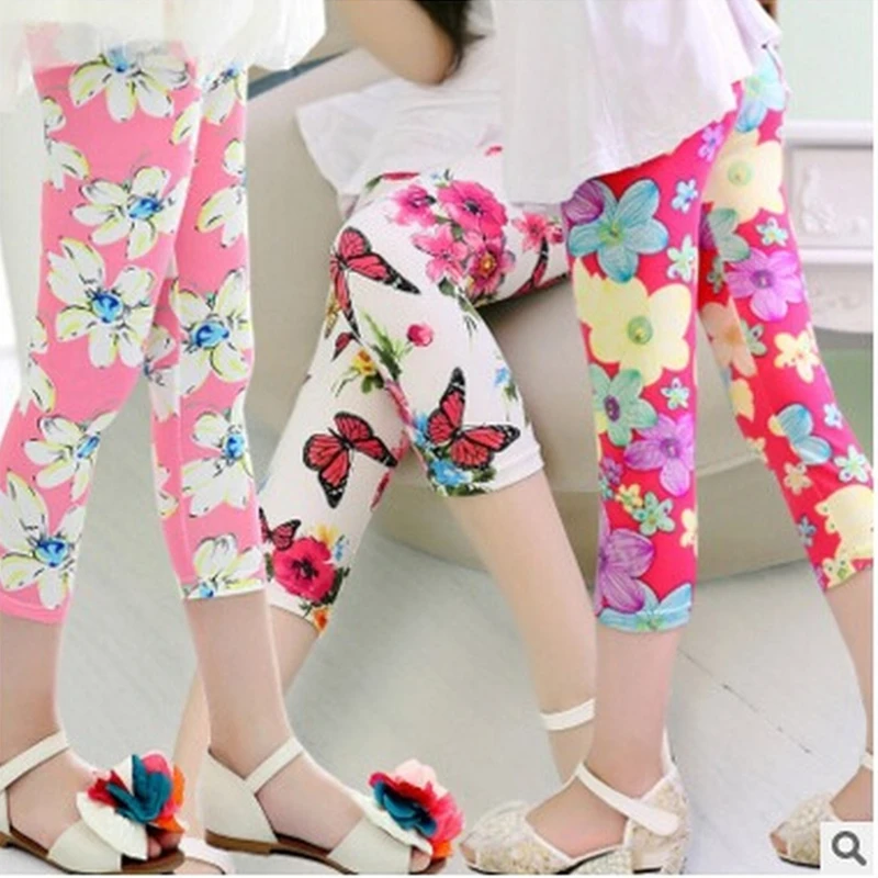 Girls Leggings Kids Pant Milk-Silk Multi-Colored Breathable Summer New Elastic