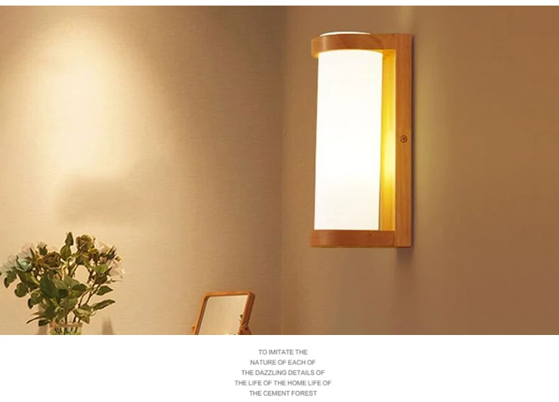 Скандинавская сплошная деревянная прикроватная настенная лампа, японский деревянный стеклянный абажур, настенные бра для отеля, балкона, коридора, прохода, светильник, светильники