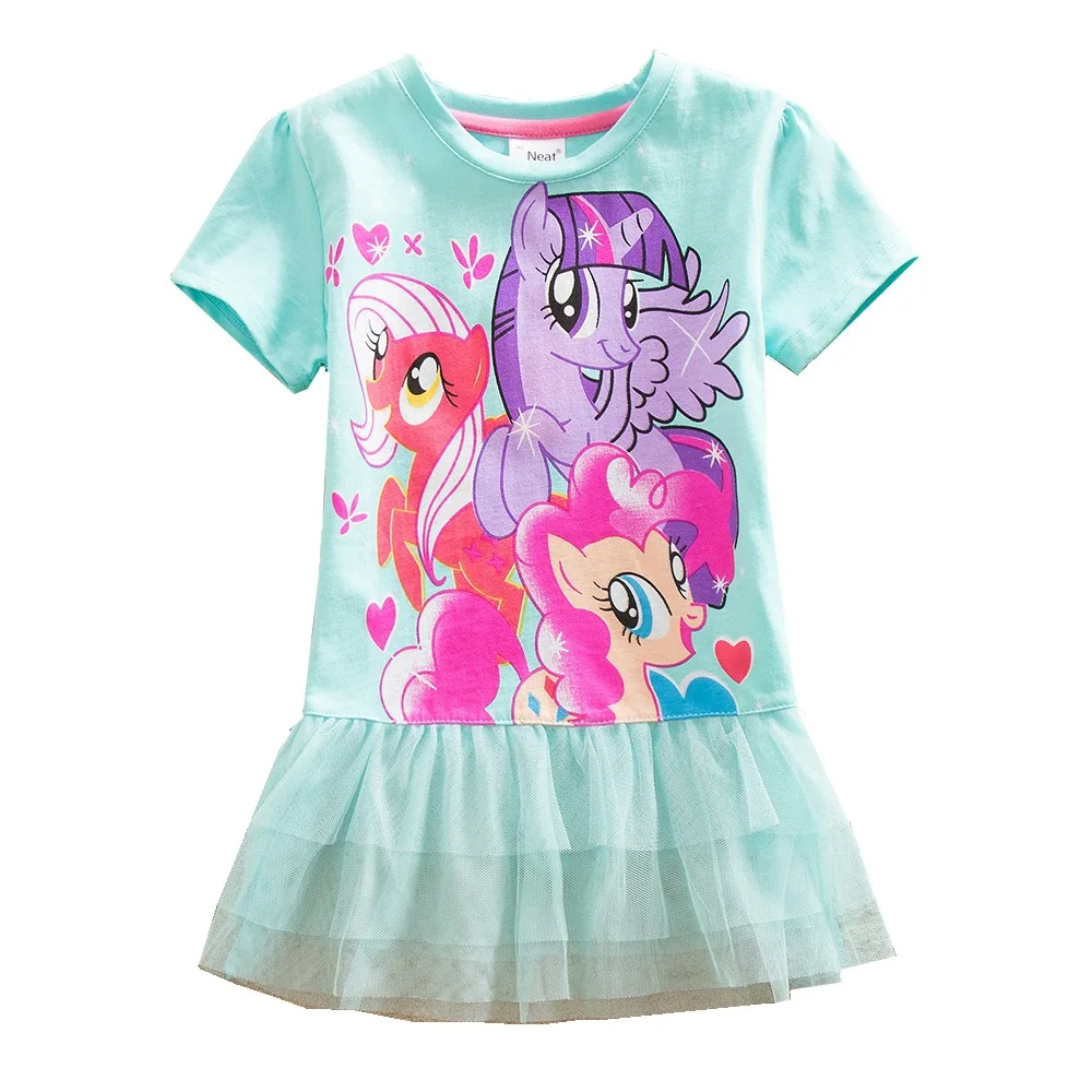 

Summer New Pony Kids Girls Tutu Dress Cotton Short-sleeved Dress Cartoon Print Princess Dress for Girls Gift