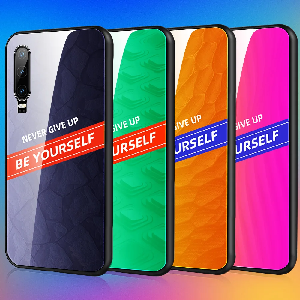 Для huawei P30 Lite mate 30 Lite Nova 5 Pro Nova 5i Y9 Y9 Prime mate 20 NEVER GIVE UP слова Вдохновленный стеклянный Капа