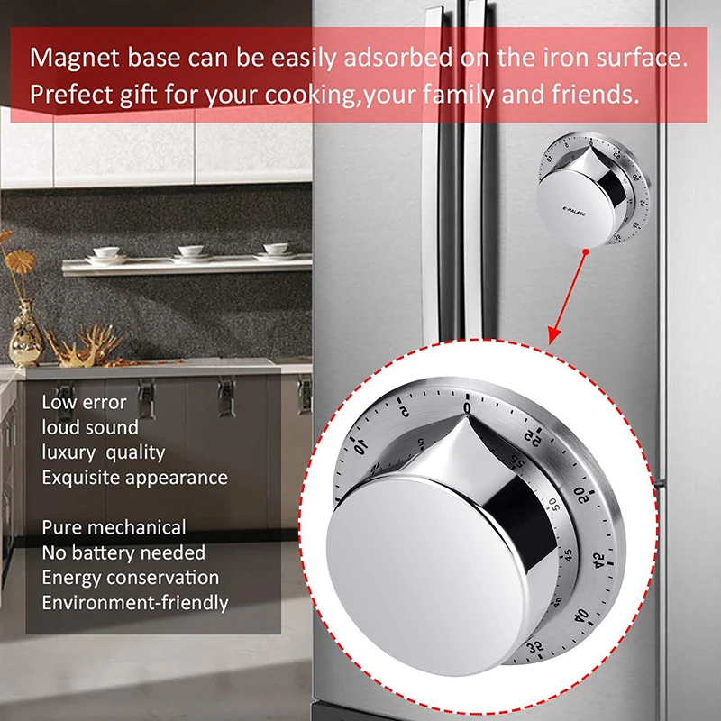 Kitchen Timer, Chef Cooking Timer Clock With Load Alarm, Mechanical - Magnetic Backing, 60 Minute Countdown Reminder Kitchen Timer, Chef Cooking Timer Clock With Load Alarm, Mechanical - Magnetic Backing, 60 Minute Countdown Reminder
