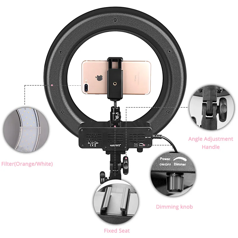 Tanie TRAVOR oświetlenie studia fotograficznego lampa pierścieniowa 14 cali 196 sztuk LED lampa pierścieniowa możliwość przyciemniania ringlight z klips do telefonu statyw do YouTube
