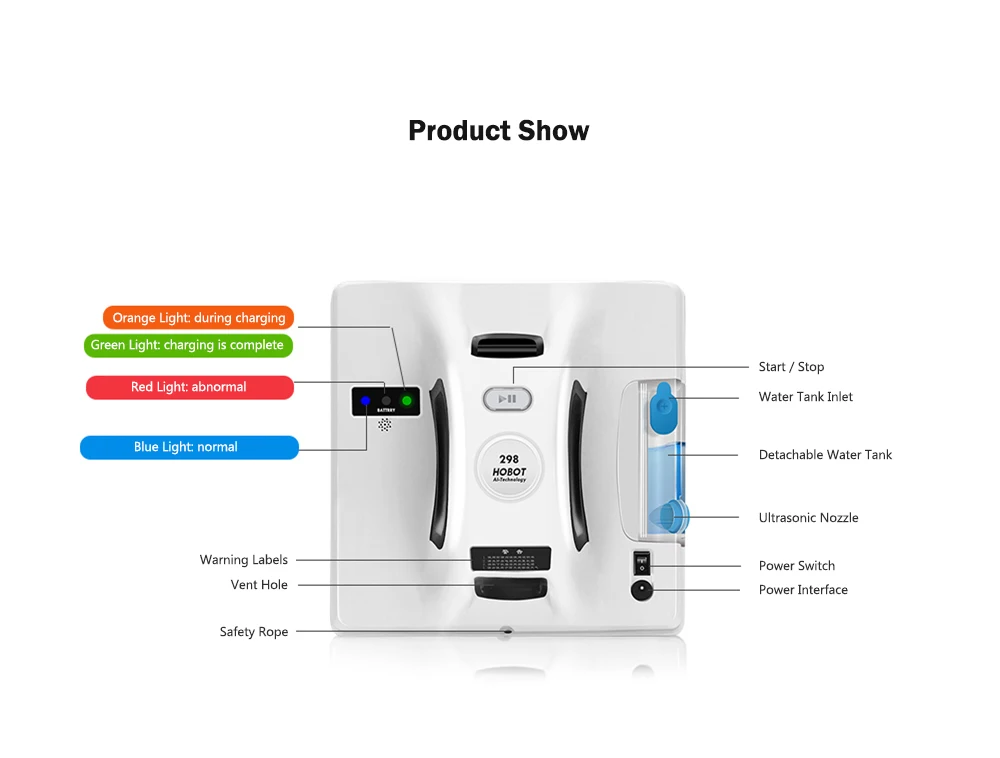 HOBOT 298, умный очиститель окон, робот, машина для чистки стекла, автоматическая очистка, управление смартфоном, электрические очистители окон