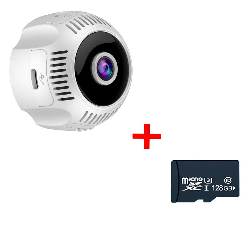 Wearable Wireless Mini WIFI Camera HD 4K 1080P Micro LED Video IP Camera Infrared Night Vision Network Intelligent Monitoring - Цвет: white and 128g card