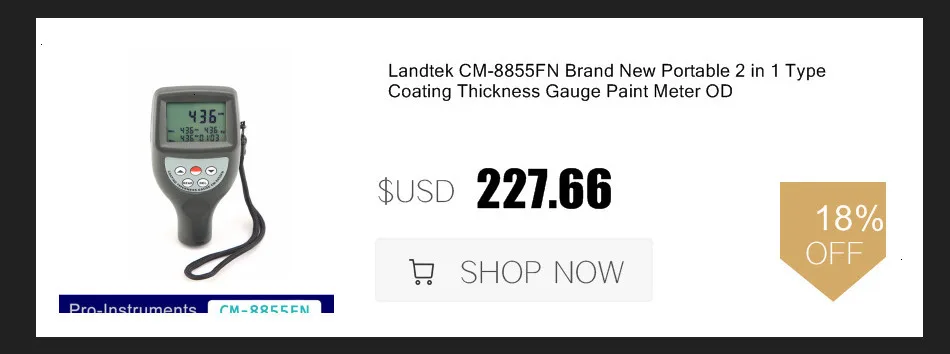Landtek CM8822 покрытие Толщина измеритель 0-1000um Краски ing толщиномер OD