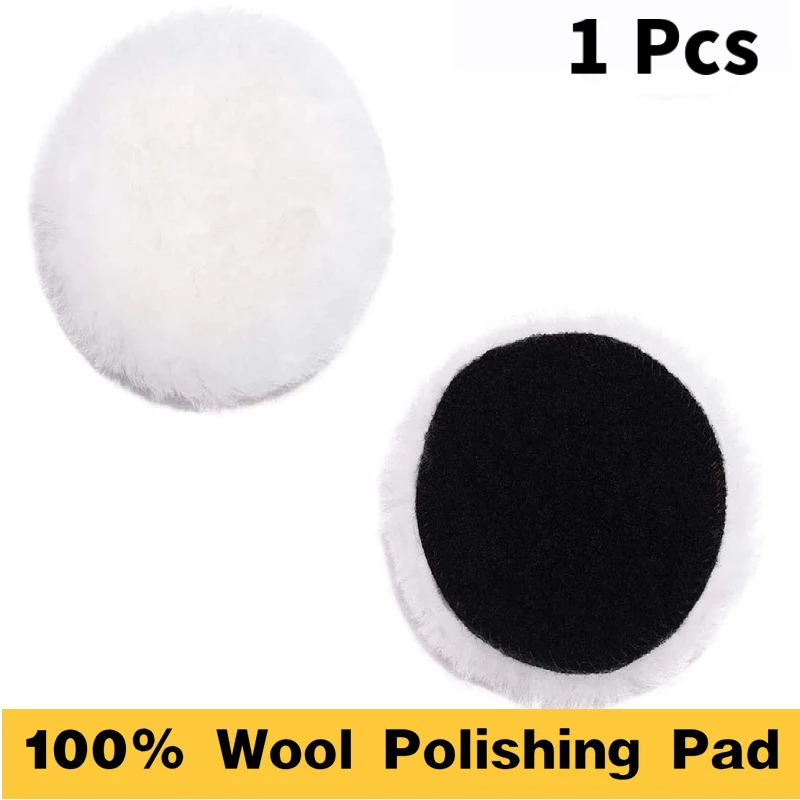 

100% Wool Lambswool Polishing Pads 3''4''5''6''7'' Soft Sheepskin Buffing Pads Hook and Loop Cutting Pad for Car Furniture Glass