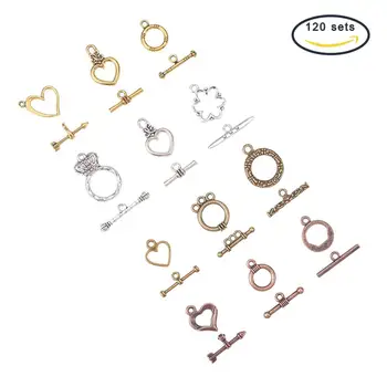 

12 Kinds Tibetan Style Alloy Toggle TBar Clasps Mixed Color 10sets/kind