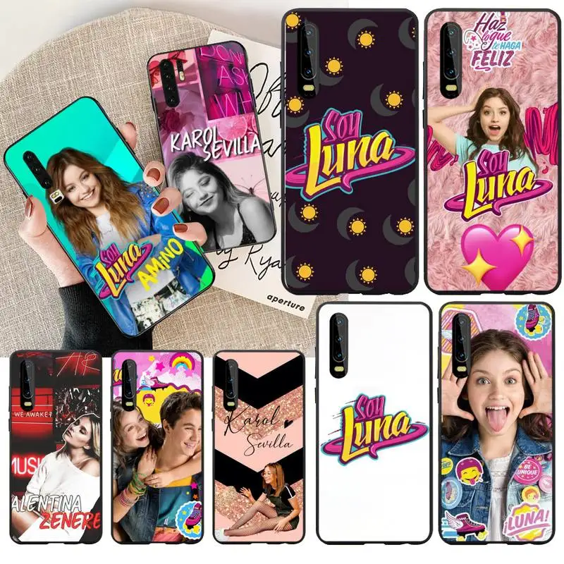 PENGHUWAN Funda De Tel fono Suave De TPU Color Negro Luna De Soja 